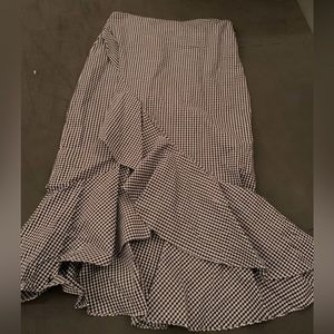 Soprano (Dillards) Black and White Checkered Midi Skirt with Ruffle